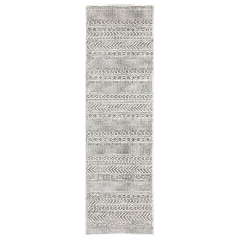 Montecito 4929E White/ Grey Indoor Area Rug - 2'3" x 7'6"