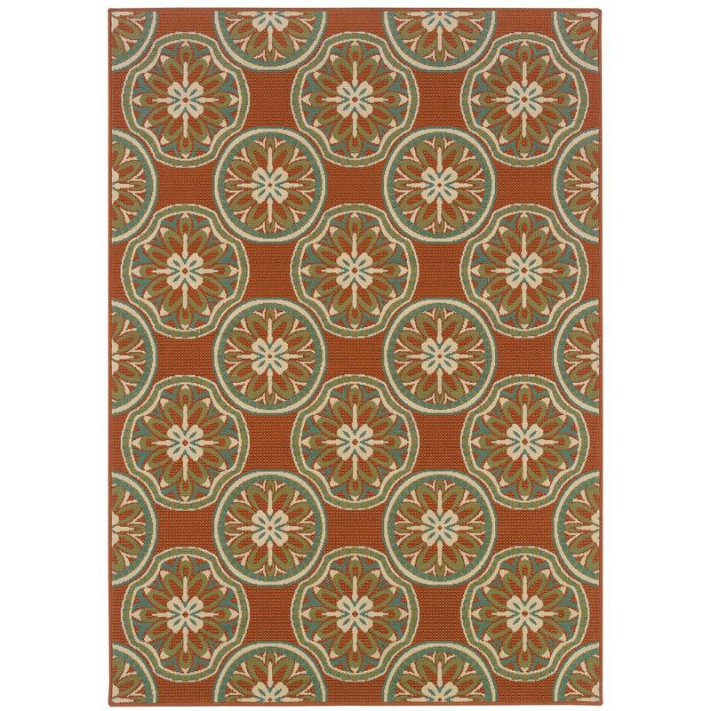 Montego 8323D Orange/ Ivory Indoor/Outdoor Area Rug - 2'5" x 4'5"