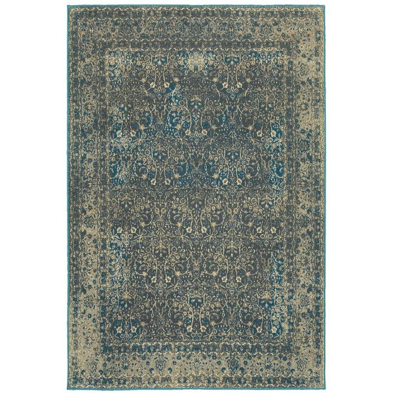 Pasha 1337B Navy/ Grey Indoor Area Rug - 9'10" x 12'10"