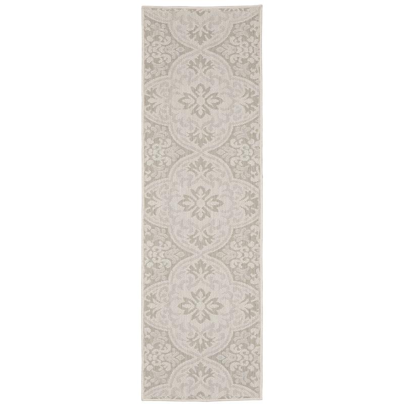 Portofino 2805W Ivory/ Grey Indoor/Outdoor Area Rug - 1'10" x 7'3"