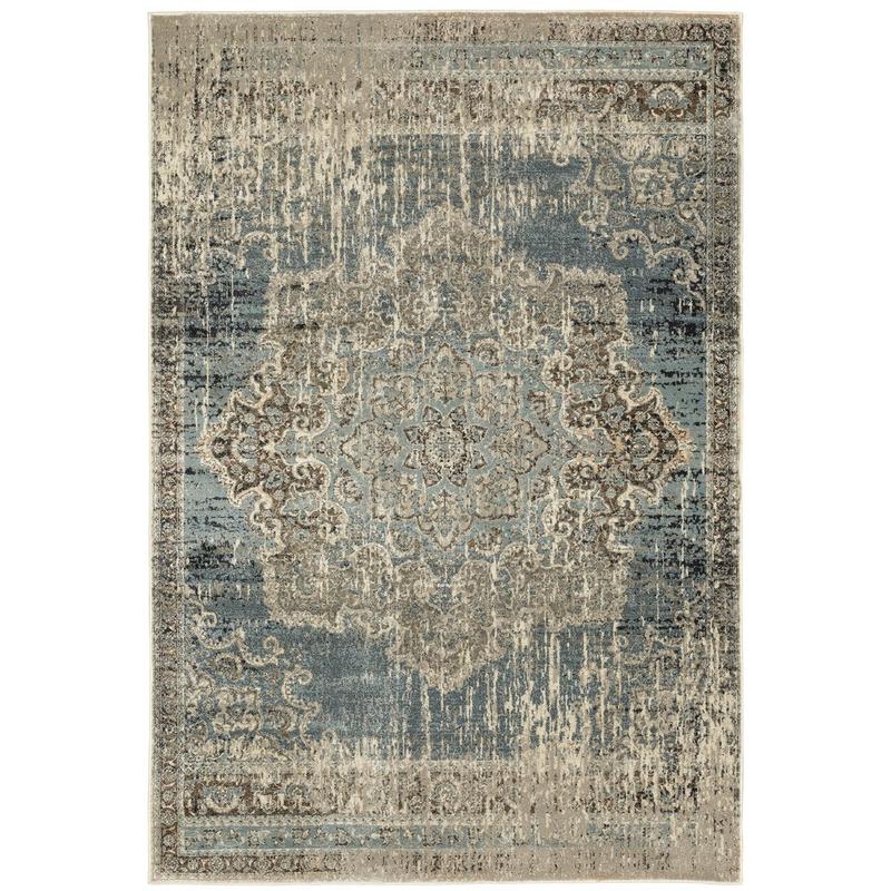 Raleigh 6649H Blue/ Ivory Indoor Area Rug - 9'10" x 12'10"