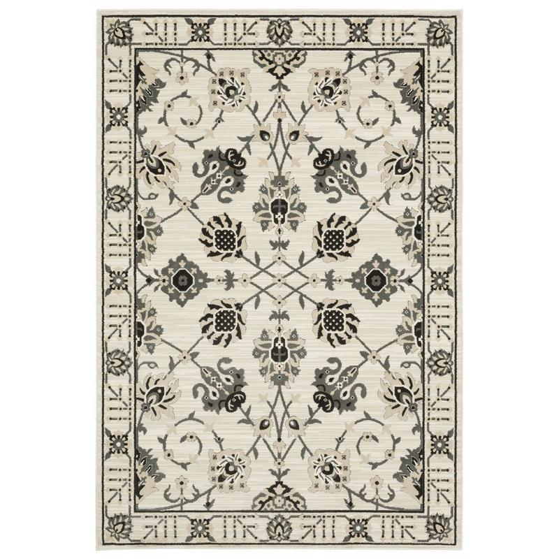 Raylan RAY03 Ivory/ Grey Indoor Area Rug - 3'3" x 5'