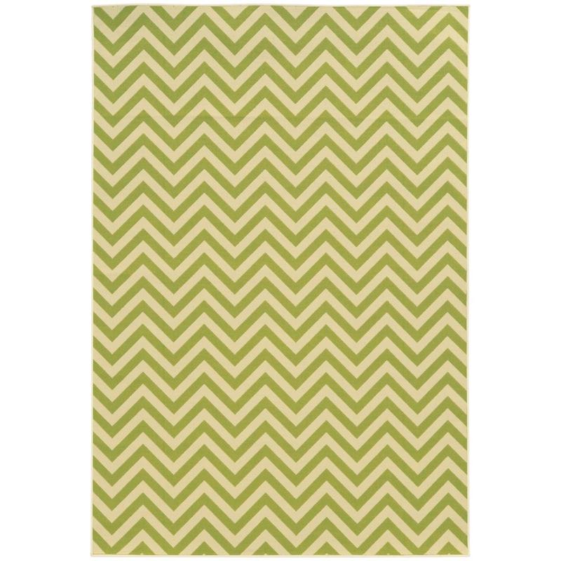 Riviera 4593K Green/ Ivory Indoor/Outdoor Area Rug - 8'6" x 13'