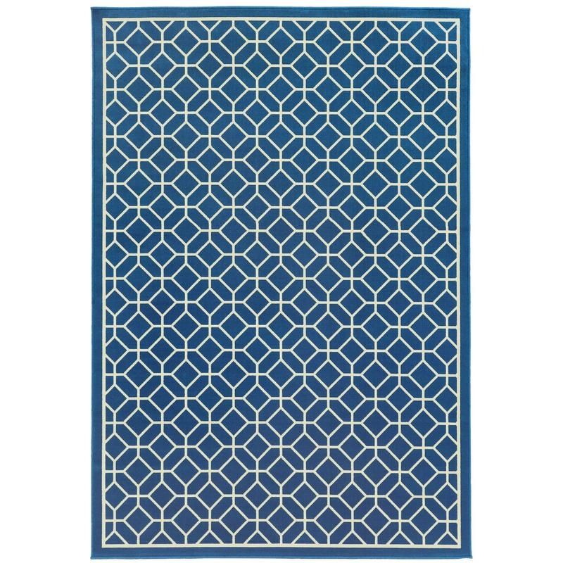 Riviera 4771G Blue/ Ivory Indoor/Outdoor Area Rug - 8'6" x 13'