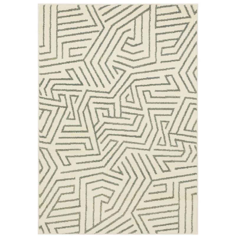 Seneca SE08A Beige/ Grey Indoor Area Rug - 9'10" x 12'10"