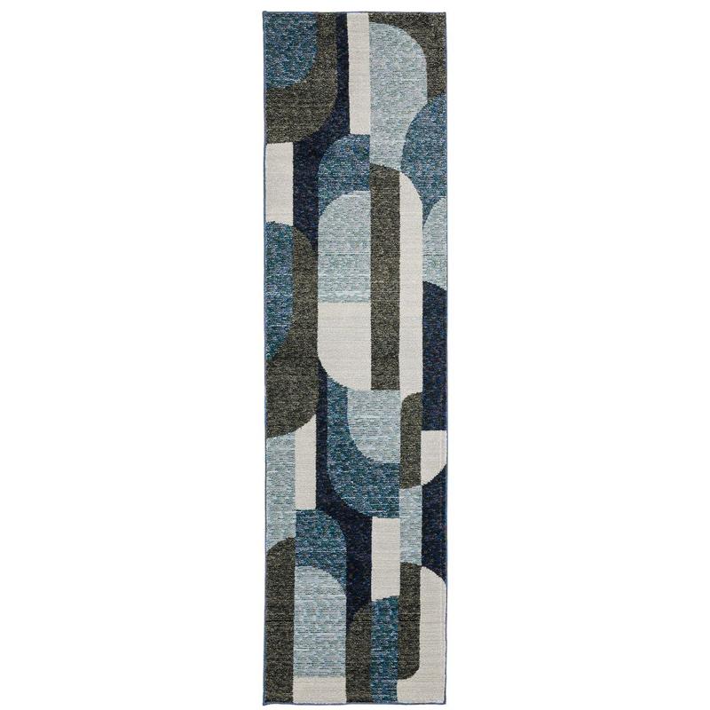 Strada STR03 Blue/ Grey Indoor Area Rug - 2'3" x 8'