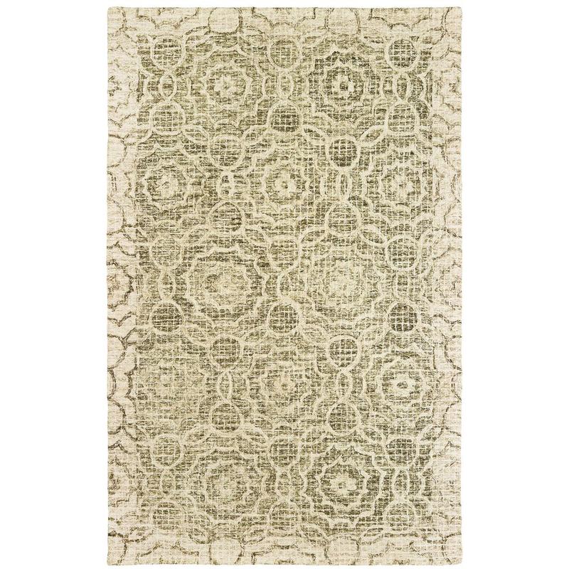 Tallavera 55606 Green/ Ivory Hand-crafted Wool Area Rug - 3'6" x 5'6"