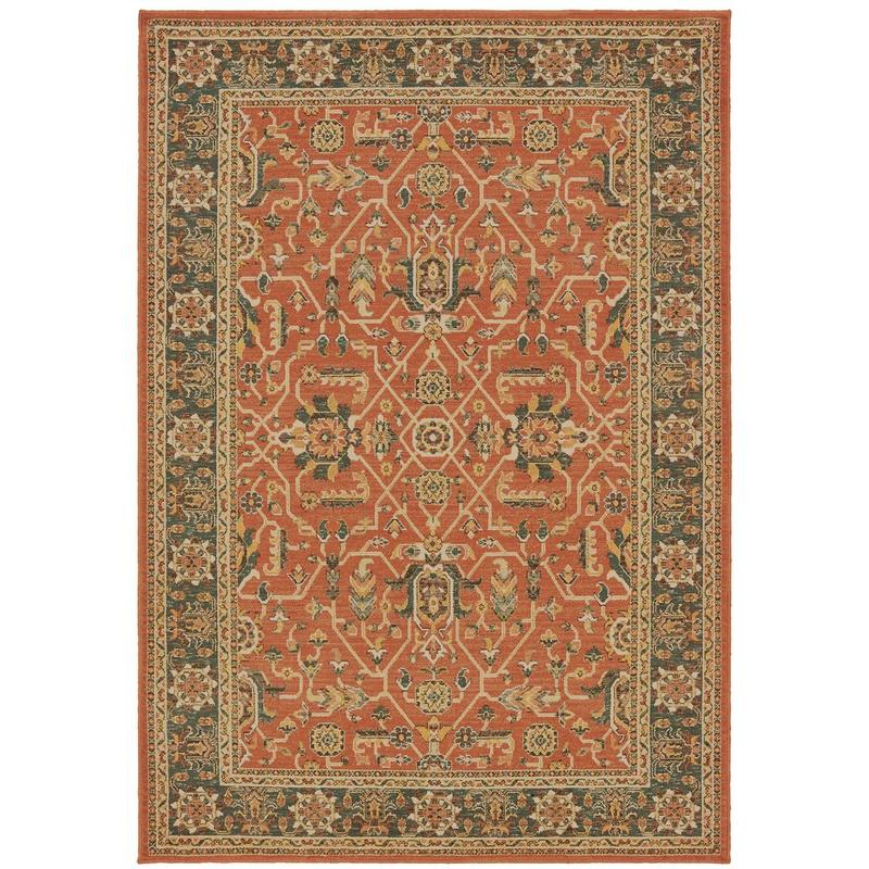 Toscana 9537C Orange/ Blue Indoor Area Rug - 9'10" x 12'10"