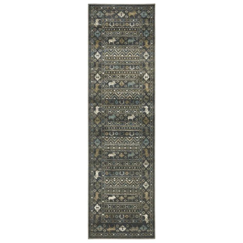 Venice 095E8 Blue/ Gold Indoor Area Rug - 2'3" x 7'6"