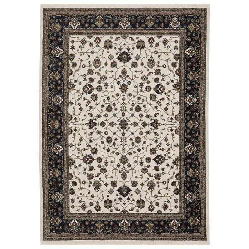 Vivian VI02B Ivory/ Navy Indoor Area Rug - 2'3" x 7'6"