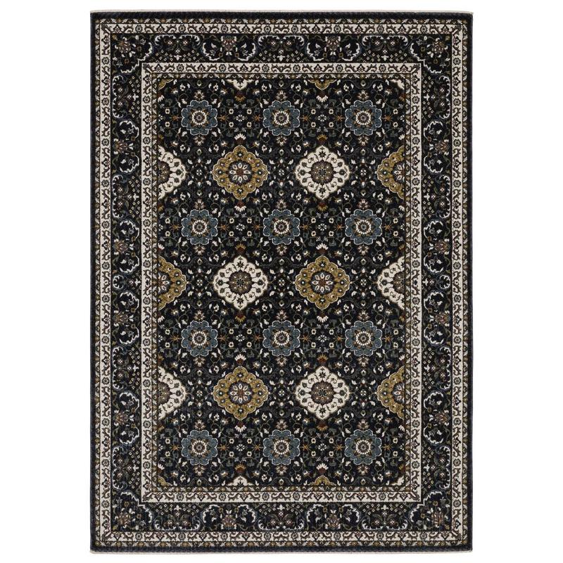 Vivian VI04C Navy/ Gold Indoor Area Rug - 3'10" x 5'5"