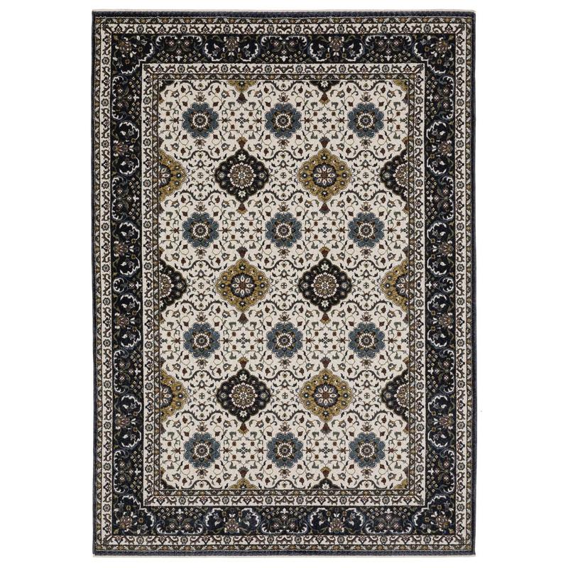 Vivian VI04D Ivory/ Navy Indoor Area Rug - 3'10" x 5'5"