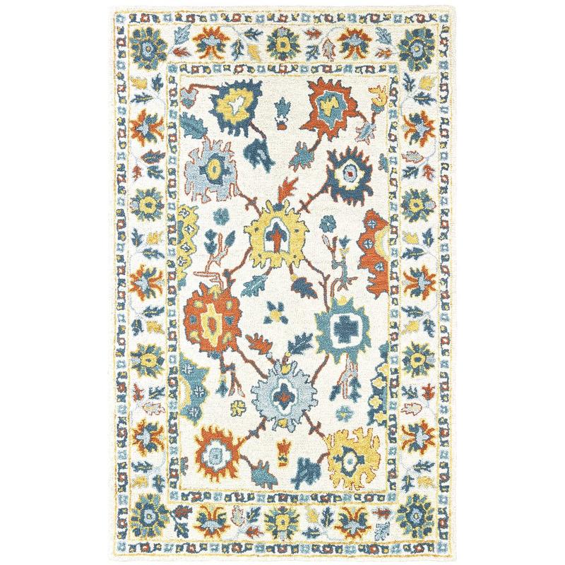 Zahra 75507 Ivory/ Gold Hand-crafted Wool Area Rug - 3'6" x 5'6"