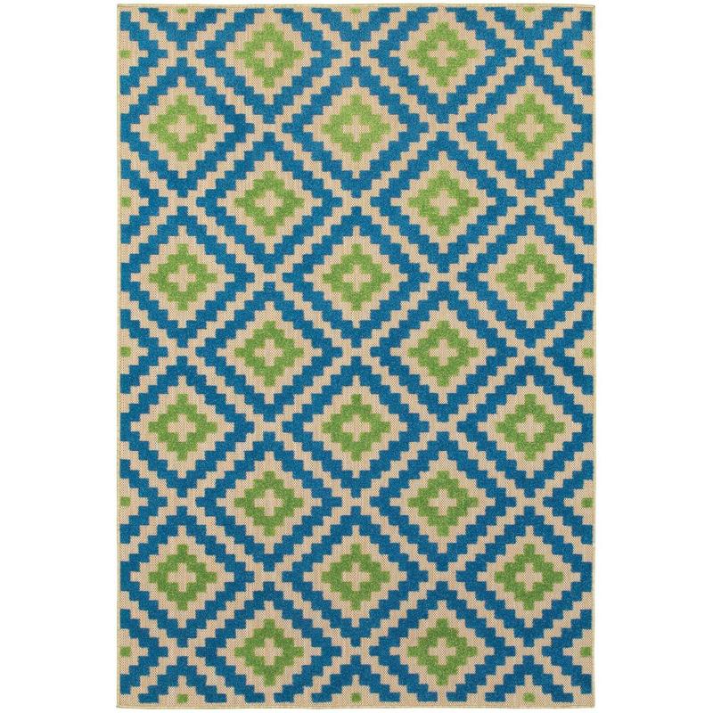 Cayman 2063Z Blue/ Green Indoor/Outdoor Area Rug - 6'7" x 9'6"