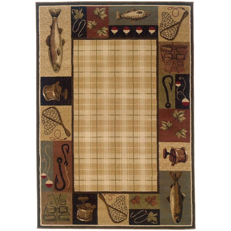 Hudson 1065B Beige/ Black Indoor Area Rug - 3'10" x 5'5"