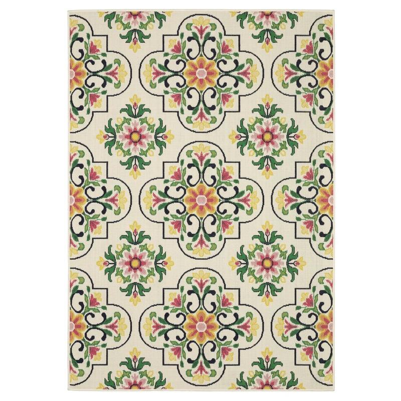 Havana HAV04 Ivory/ Multi Indoor/Outdoor Area Rug - 5'3" x 7'3"