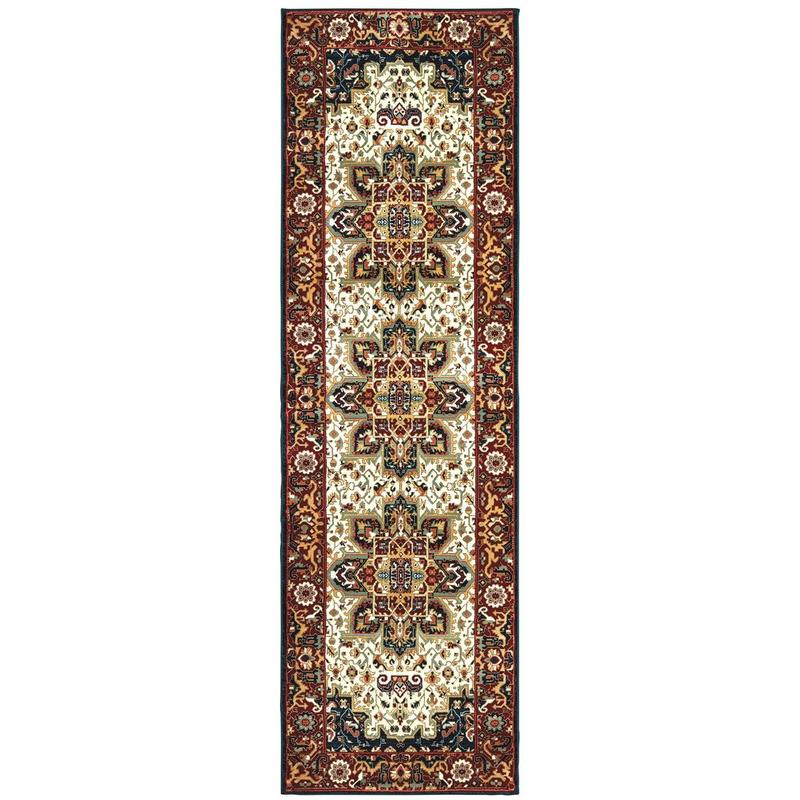 Kashan 096W1 Red/ Ivory Indoor Area Rug